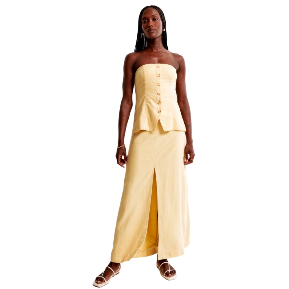 Abercrombie & Fitch Butter Yellow Set Mara Skirt & Top with Removable Straps NWT